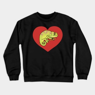 Red Colorful Chameleon Heart for Chameleon Lovers Crewneck Sweatshirt